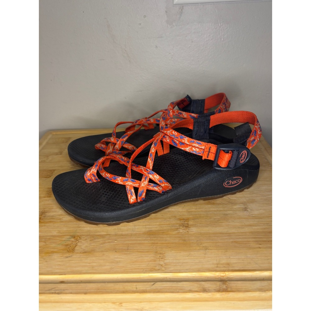 Chaco Z/Cloud 2 Women 9 Sandals Orange Blue Strappy Toe Loop Hiking Water Shoes